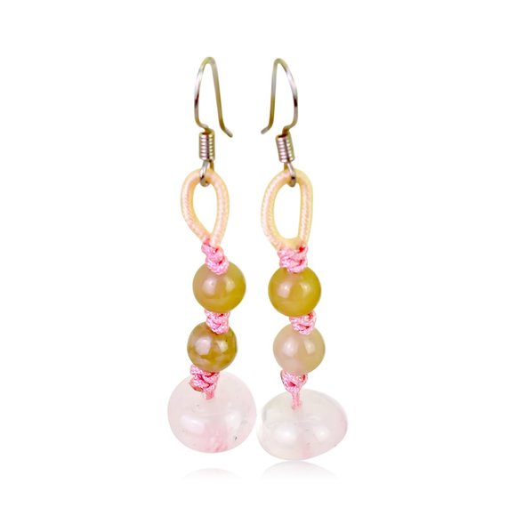 Sandy's Handmade Jewelry Jewelry - Glamorous Spherical Beads Rose Quartz Gemstone Earrings